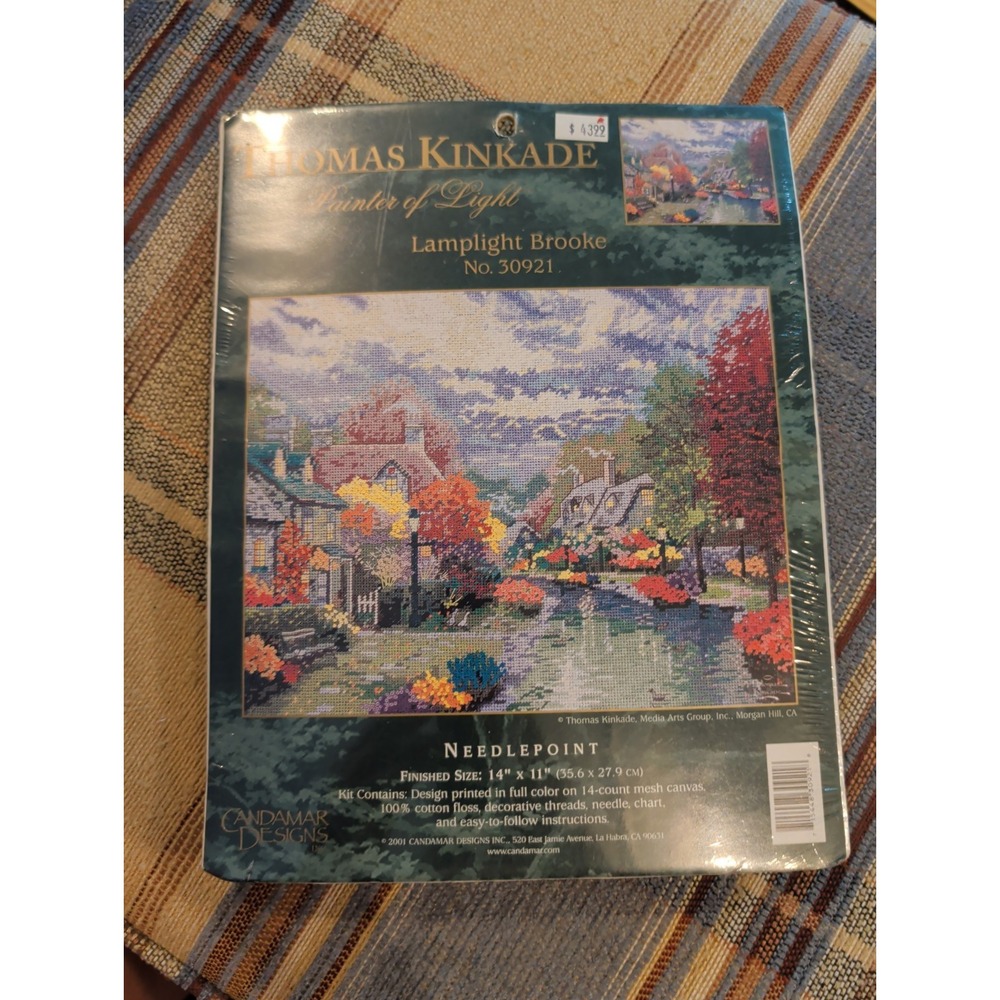 Thomas Kinkade Needlepoint Kit 'Lamplight Brooke' #30921 NEW Finished 14 X 11"
